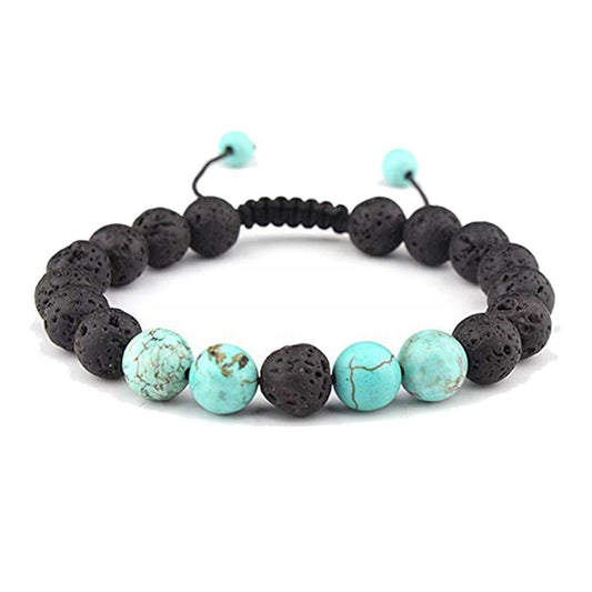 Lava Stone Bracelet w/Turquoise Stones for Spa Wellness