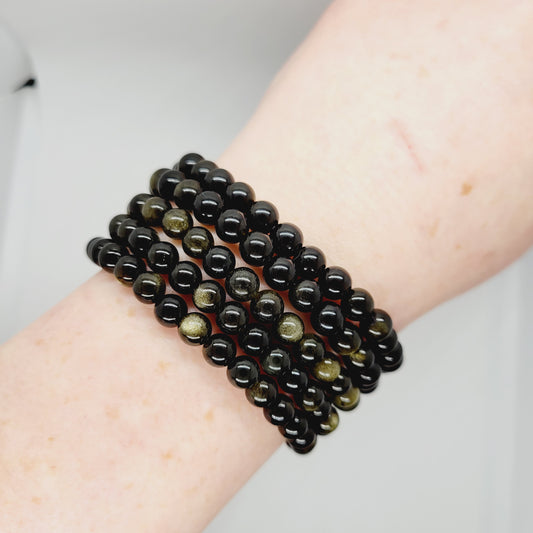 Gold Sheen Obsidian Stone Bracelets for Spa Wellness